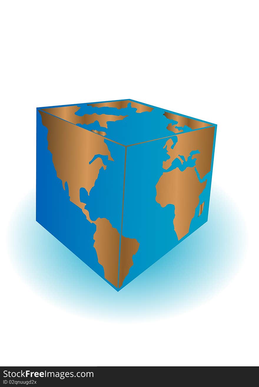 Vector Illustration A Planet The Earth Cubed