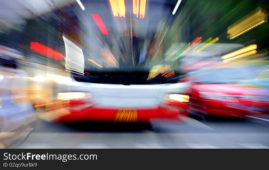 High speed bus radiant rays gives the forceful effect of visual impact