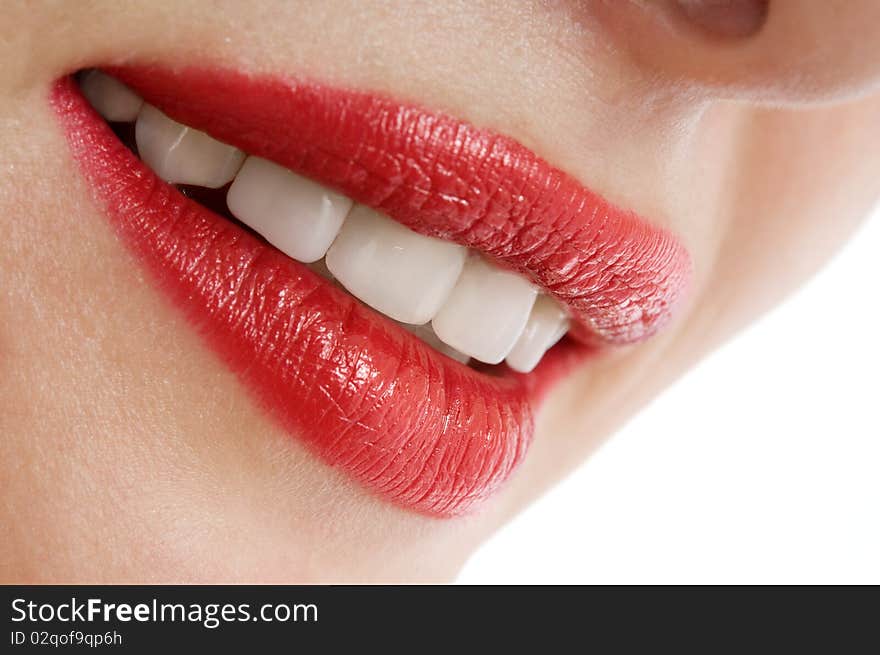 Beautiful female smiley lips closeup