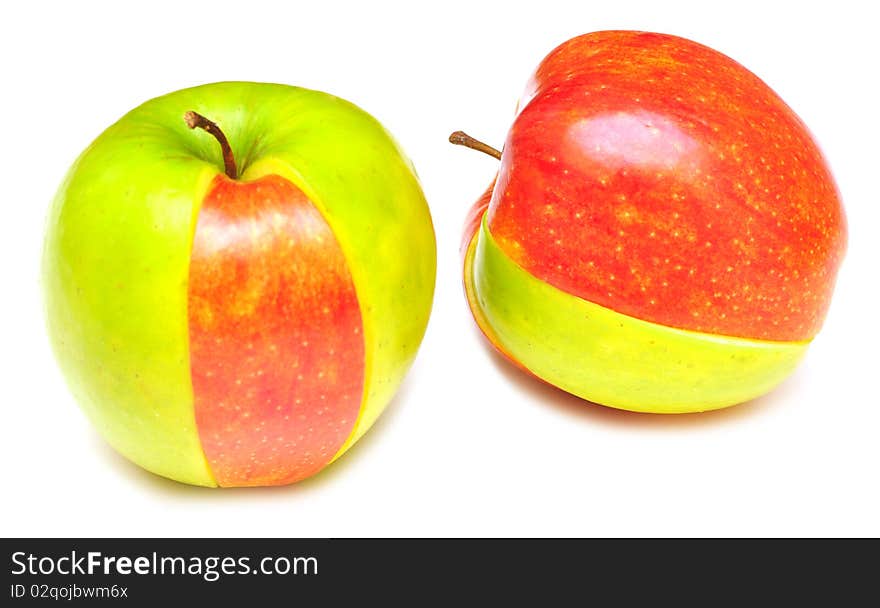 Sliced of red and green apple