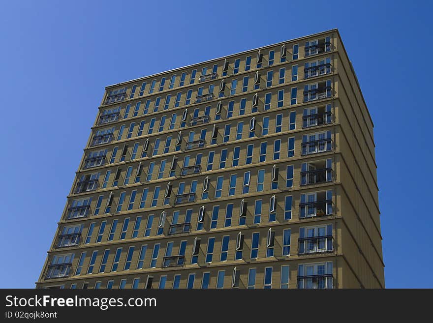 Tall apartment building in Calagary. Alberta, Canada. Residential architecture