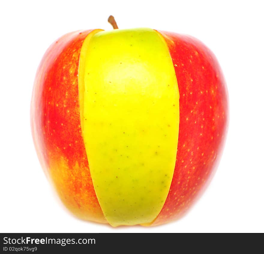 Red Apple With A Slice Of Yellow