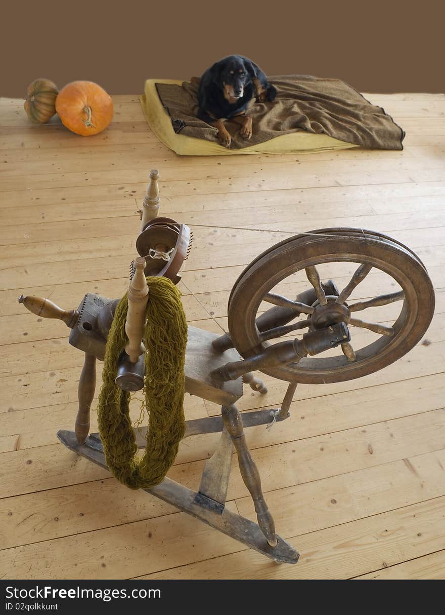 Equistment for thread spinning.