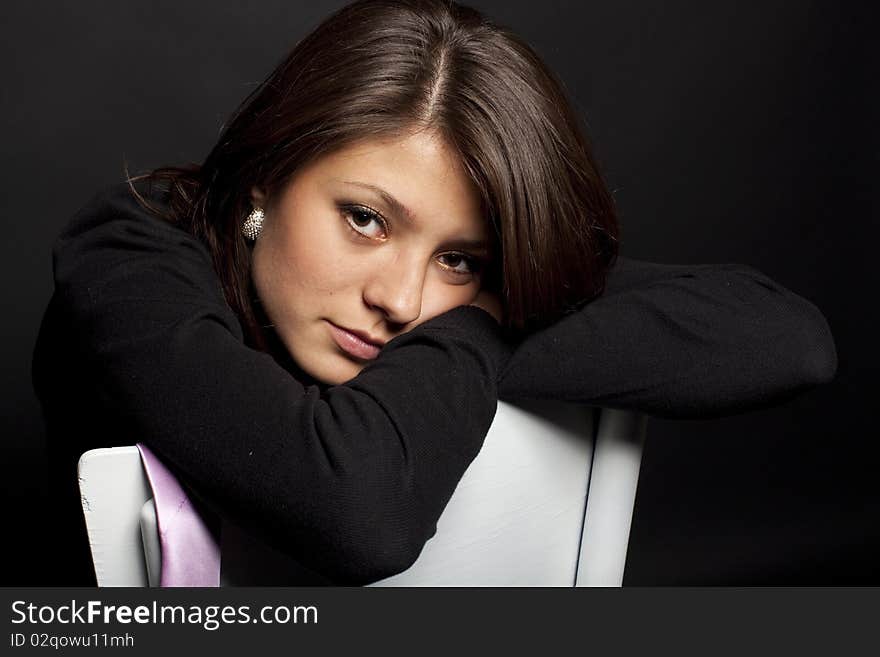 Studio portrait of a young beautiful girl. Studio portrait of a young beautiful girl