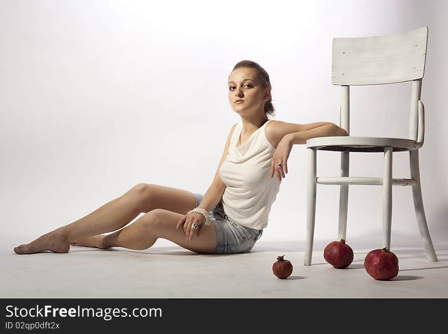 Portrait With Red Pomegranates