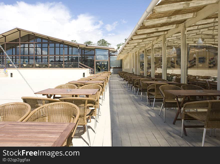 Summer terrace in cafe