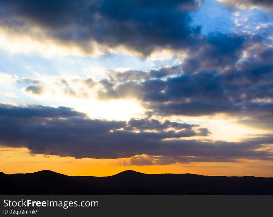 Sunset in the mountains