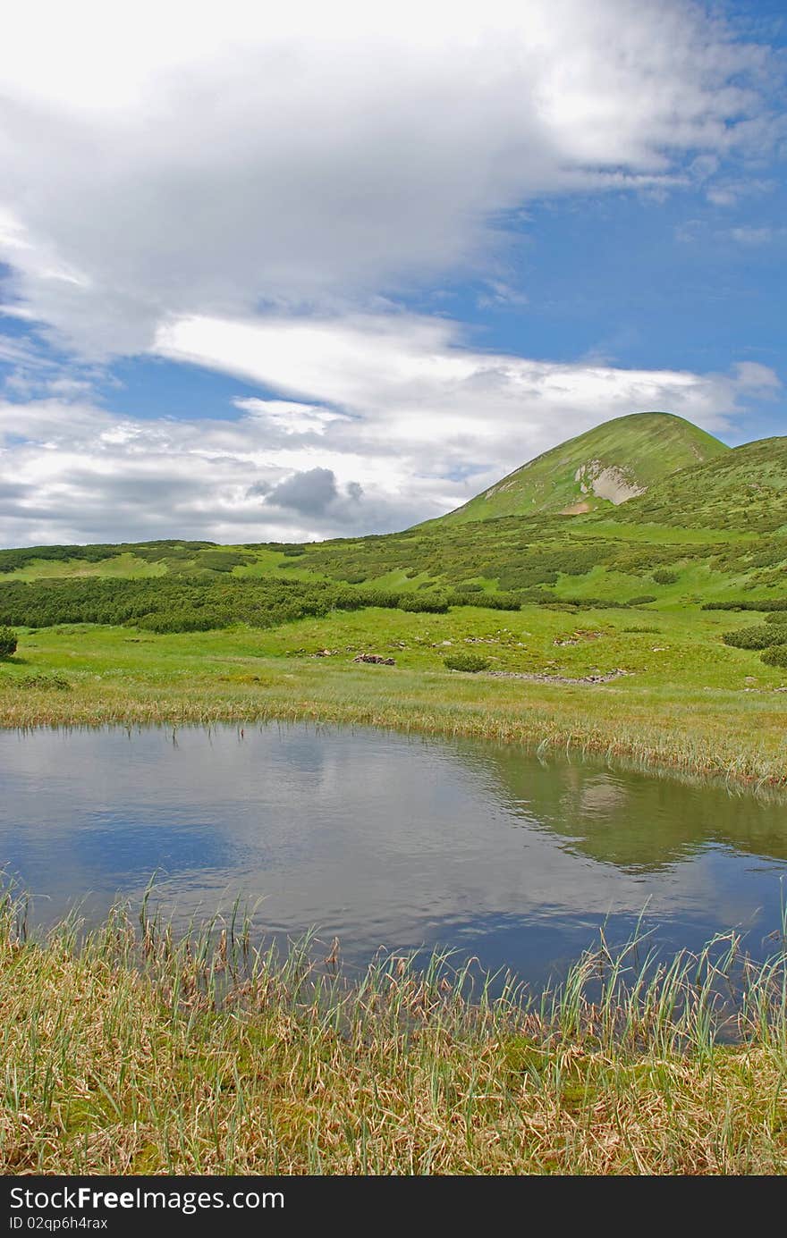 In the summer in mountains.