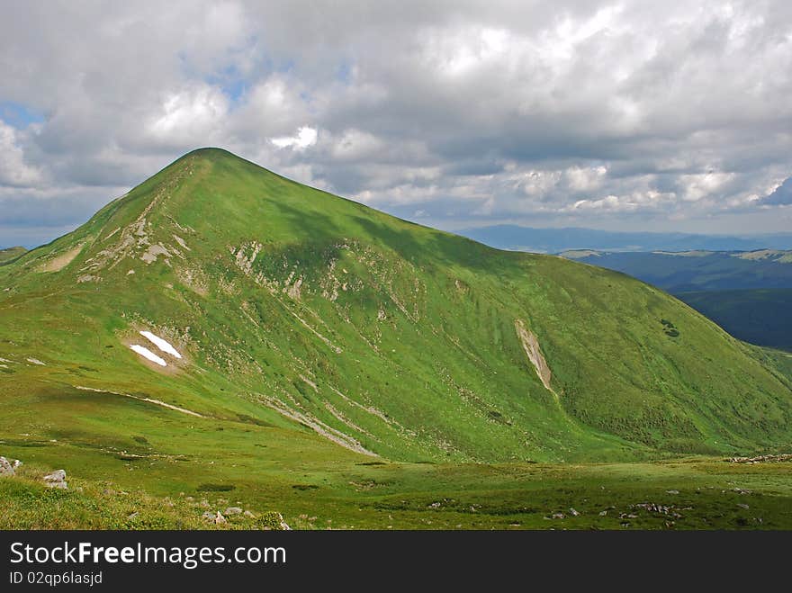 In the summer in mountains.