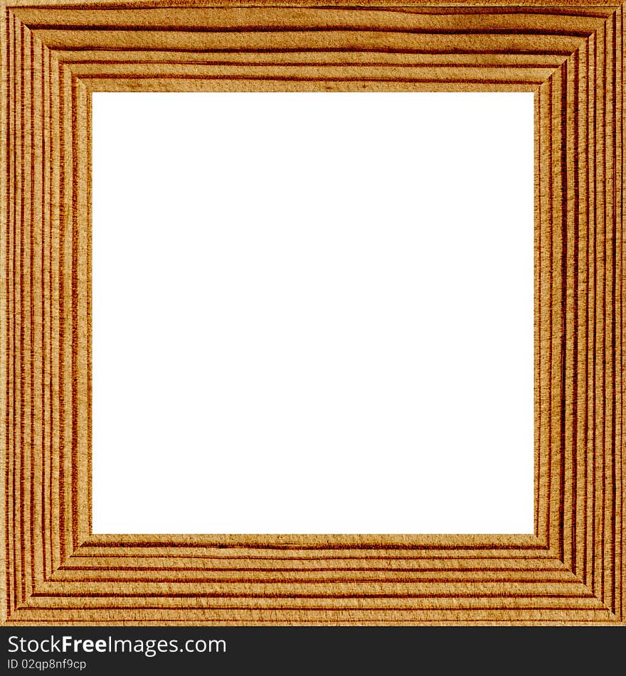 Wooden photo frame, isolated, high resolution