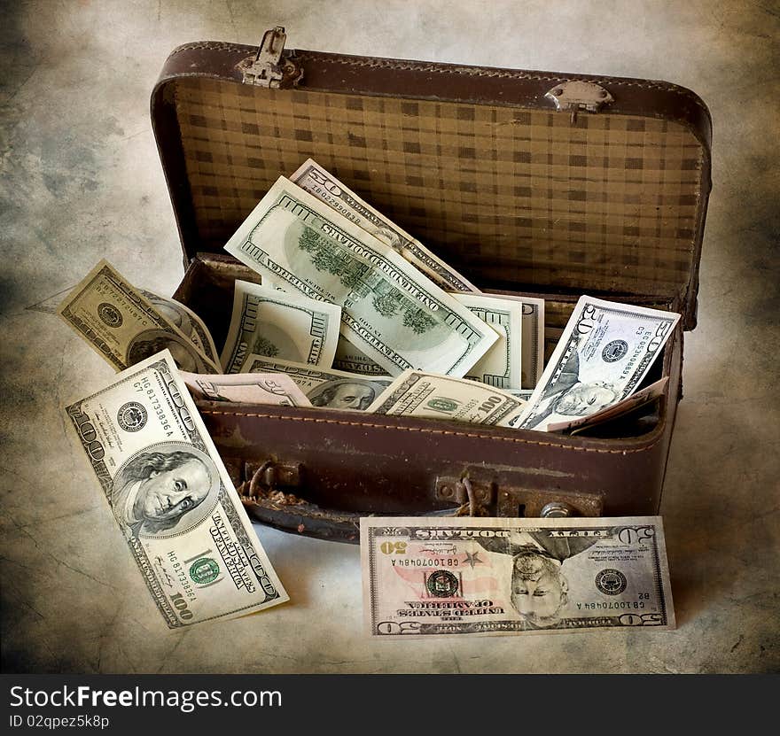 Dollars Are In A Suitcase