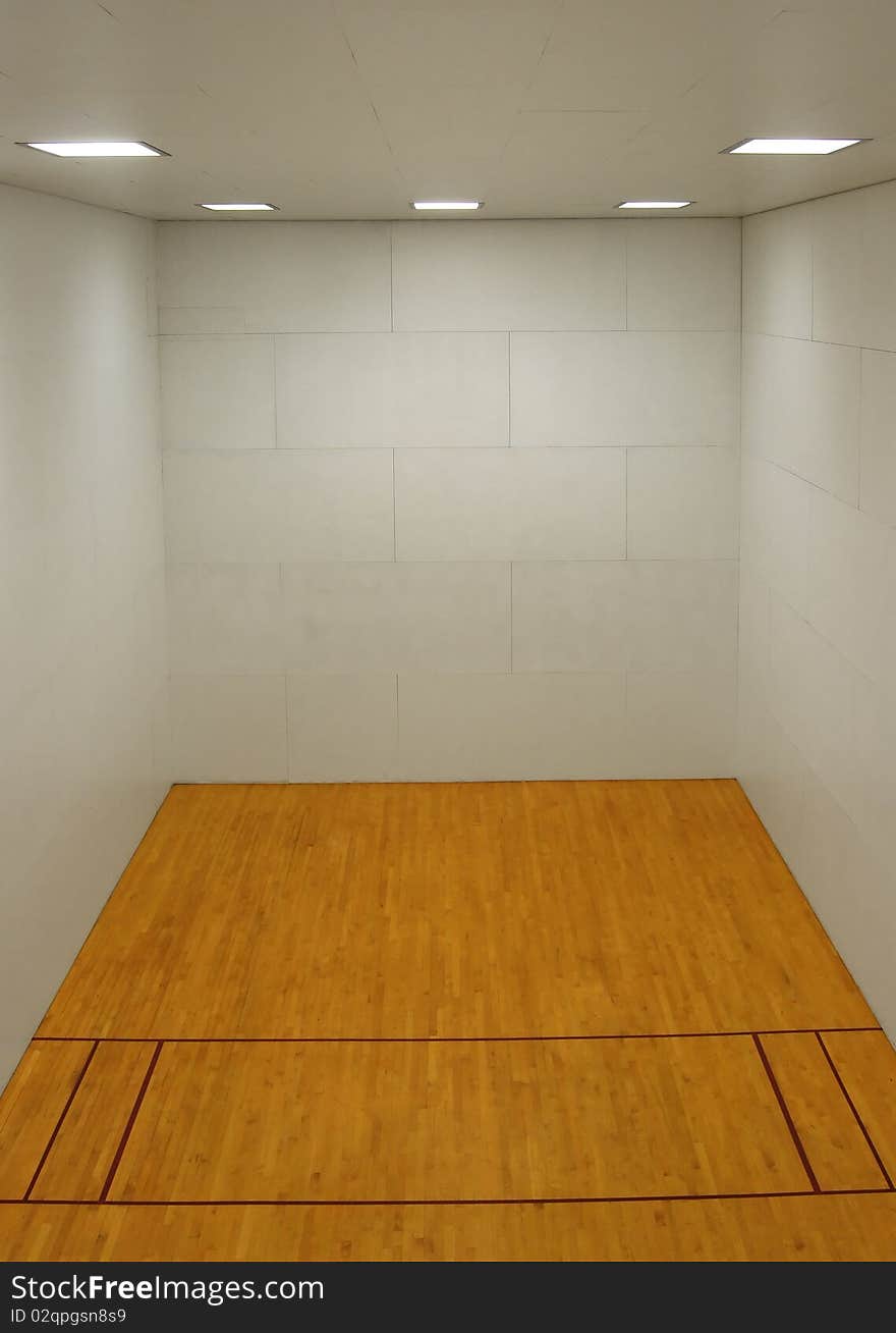 Large empty room with a wooden floor and white wooden tile walls with square lights on the ceiling and lots of open blank empty space. Large empty room with a wooden floor and white wooden tile walls with square lights on the ceiling and lots of open blank empty space.