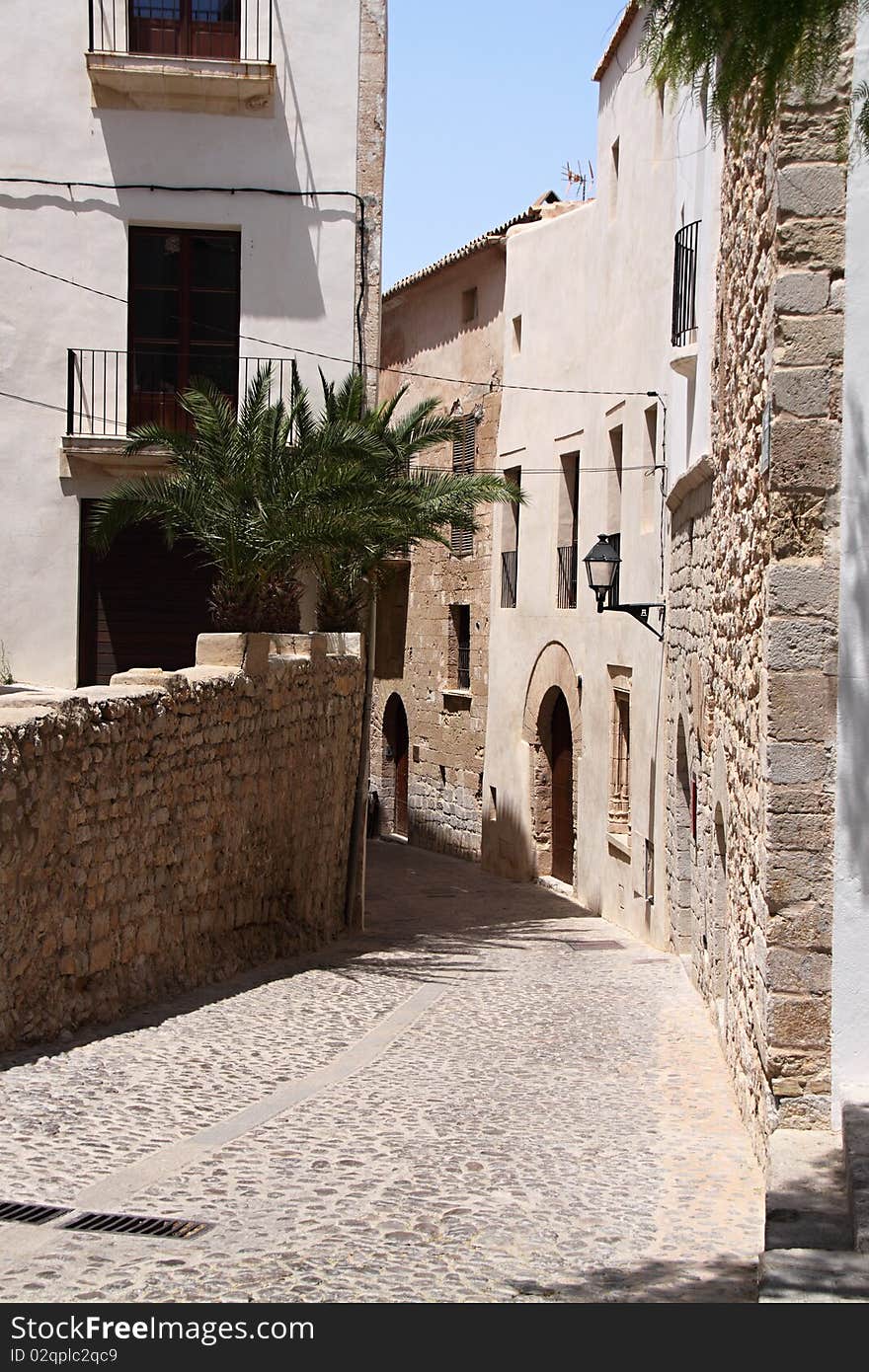 Medieval street of the old Mediterranean island town. Medieval street of the old Mediterranean island town