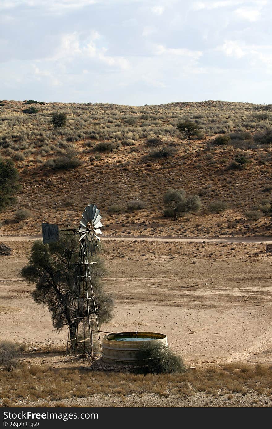 Kalahari Red Dune And Windmill