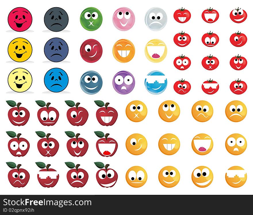 Collection of smiles of different kinds. A  illustration. Collection of smiles of different kinds. A  illustration