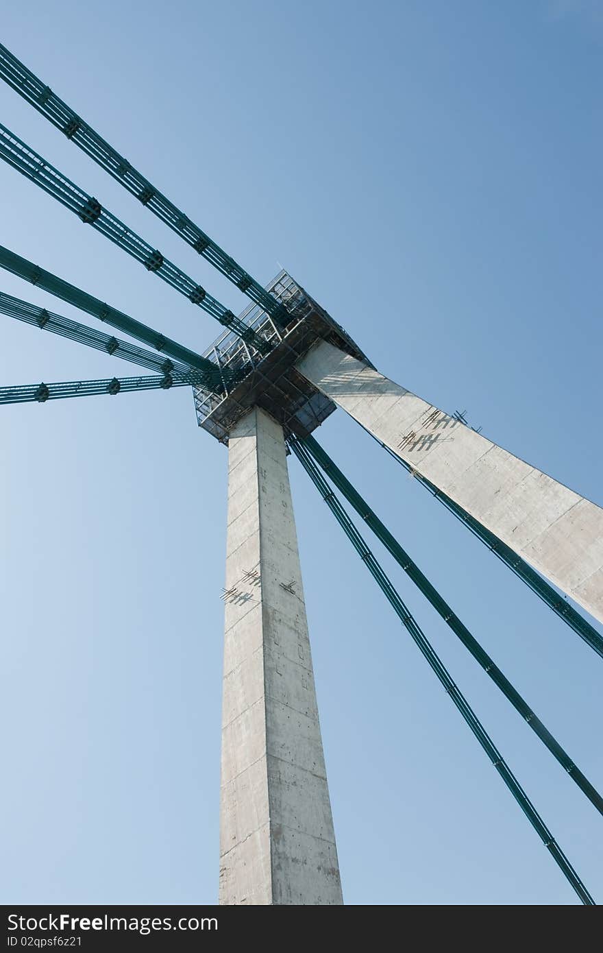 Agigea suspension bridge, Romania, in a sunny day