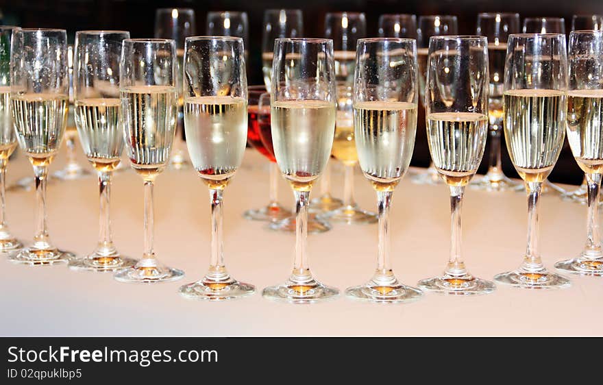 Elegant champagne glasses ready for celebrating