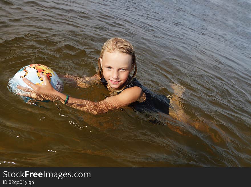 Girl swimming.