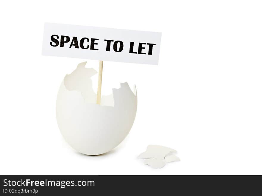 Empty eggshell as concept of estate rent