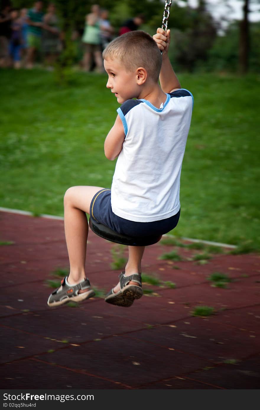 Young boy playing in the park