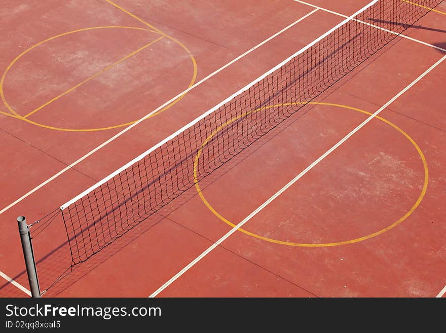 Lines and net of a Tennis Court