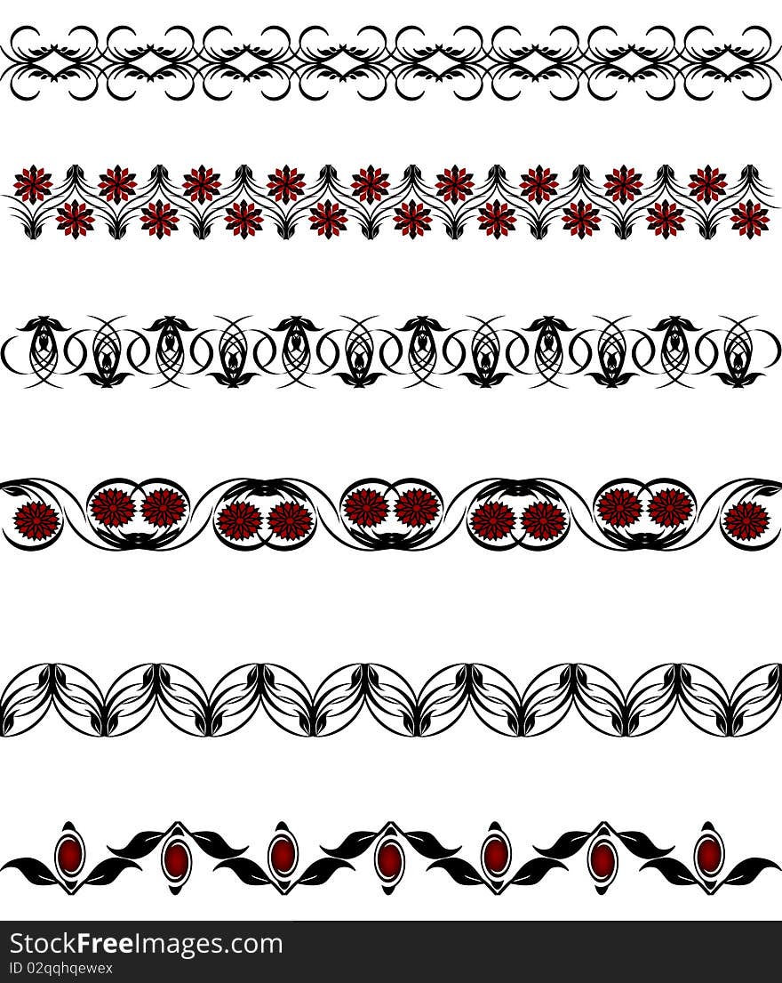 Set of  floral borders