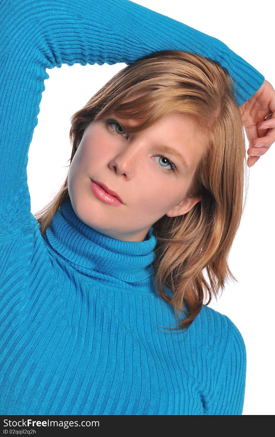 Young Blond's portrait isolated on a white background