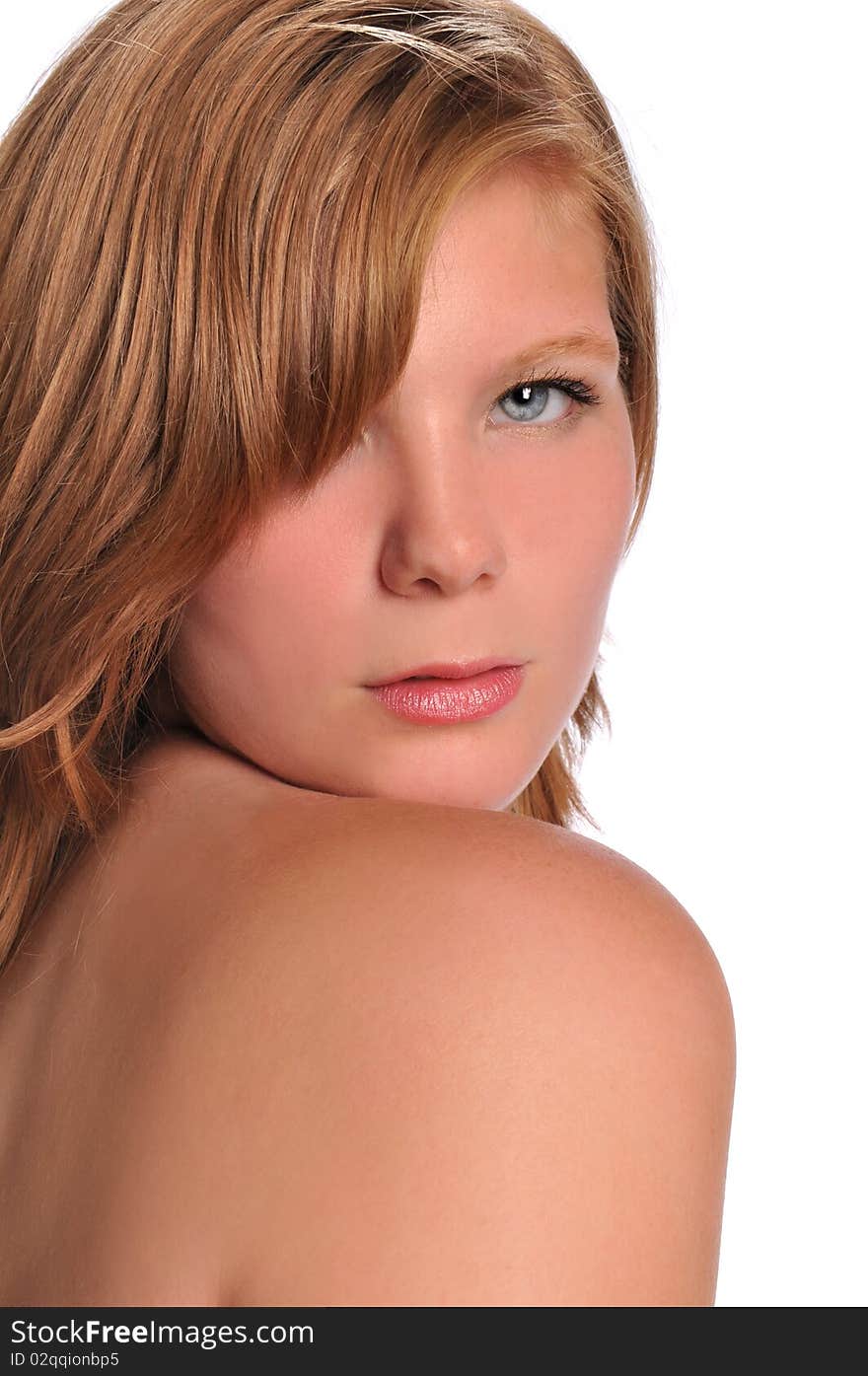 Portrait of young blond isolated on a white background