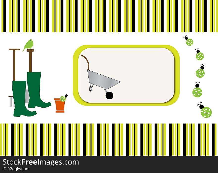 Beautiful garden tools frame template