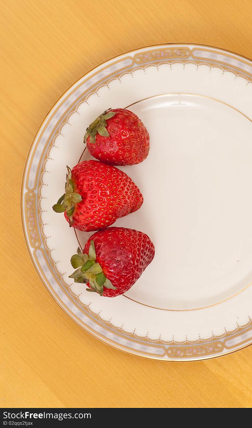 Strawberries on Plate Top Angle ( Space for Text ). Strawberries on Plate Top Angle ( Space for Text )