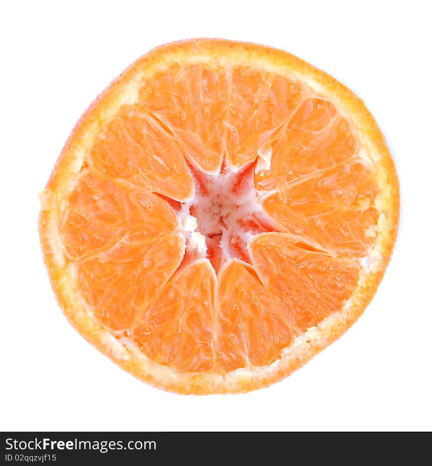 Half ripe orange on a white background. Half ripe orange on a white background