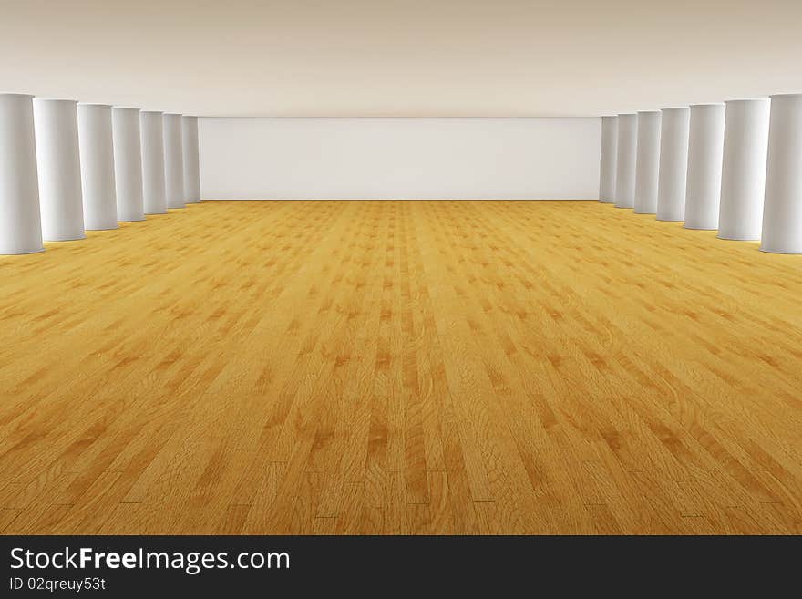 Three dimensional rendering of an empty room