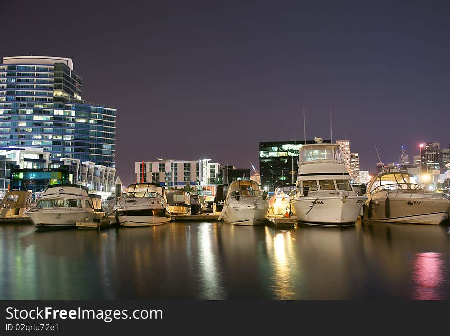 Marina port in night with yachts. Marina port in night with yachts