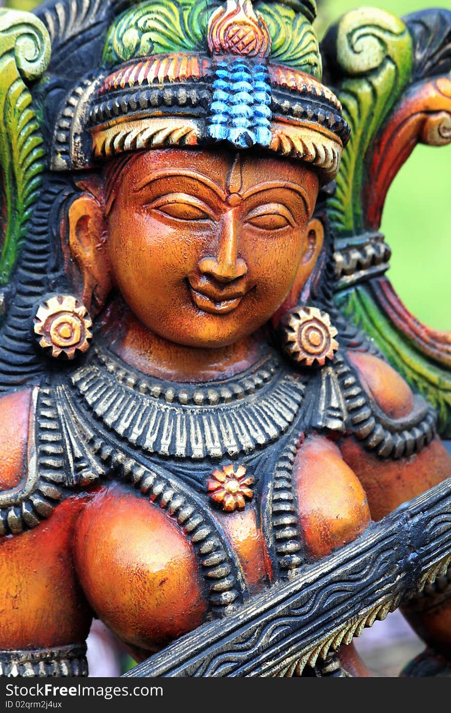 Indian Colorfull Lady wooden Statue. Indian Colorfull Lady wooden Statue