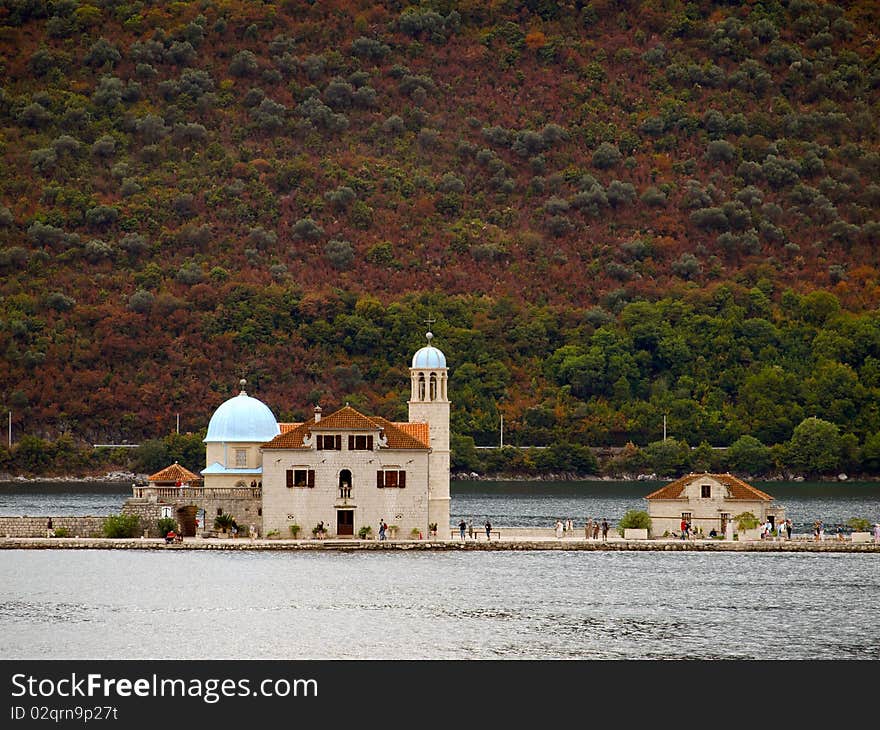 Church on the island, Perast town, Montenegro