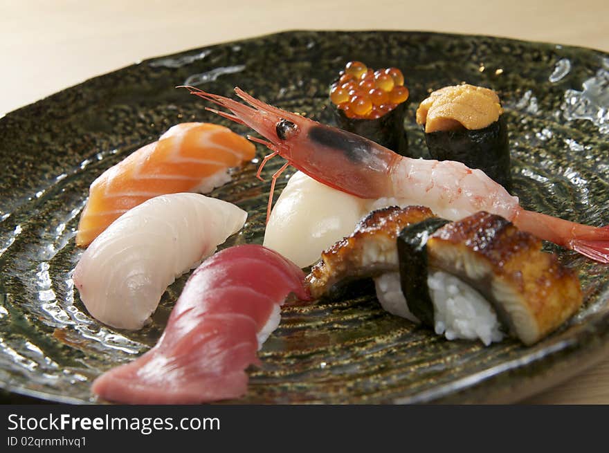 Japanese sashimi on a white dish