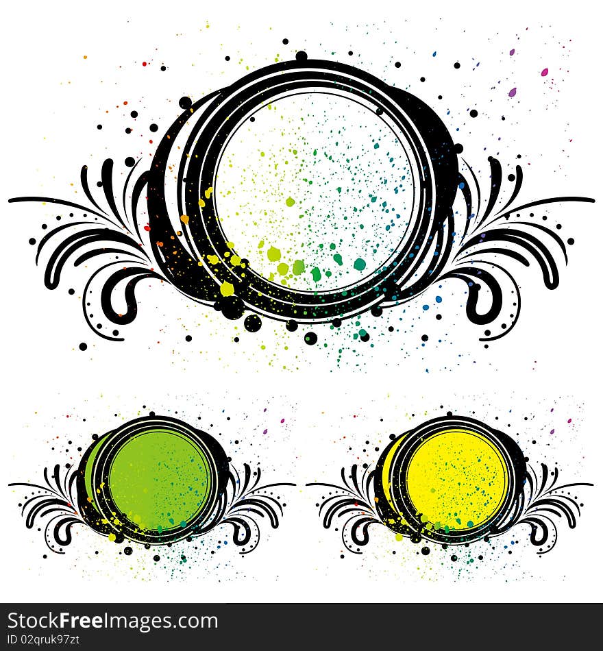 abstract design element and grunge ink. abstract design element and grunge ink