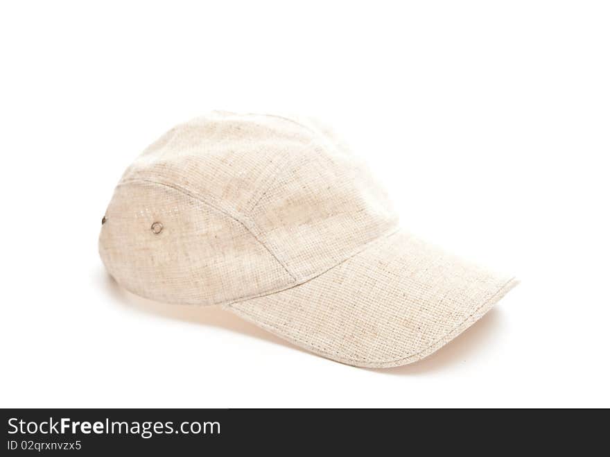 White sports cap. Isolated on white background. White sports cap. Isolated on white background