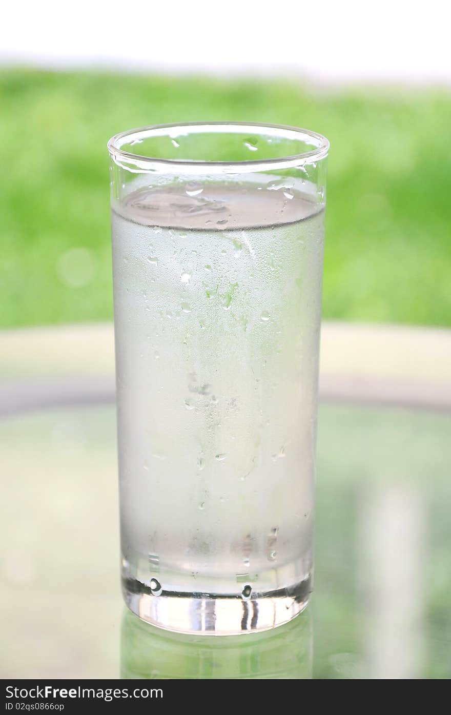 Cold drinking water in a glass