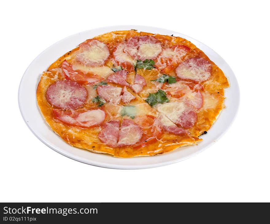 Photo pizza on the white background