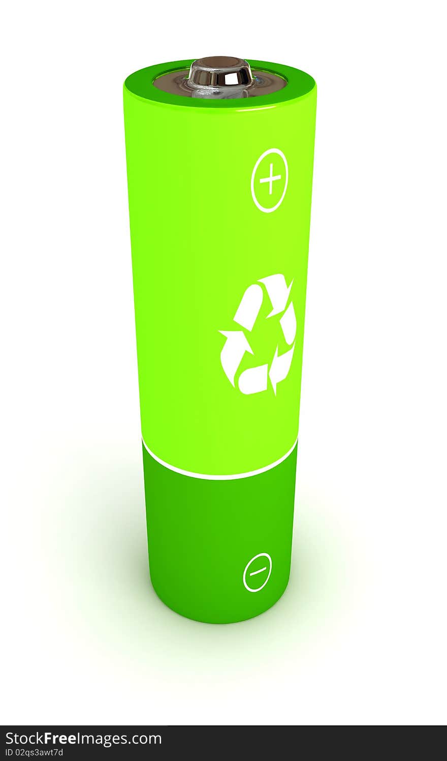 Green battery over white background. 3d rendered image