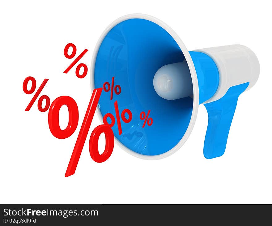 Megaphone over white background. 3d rendered image