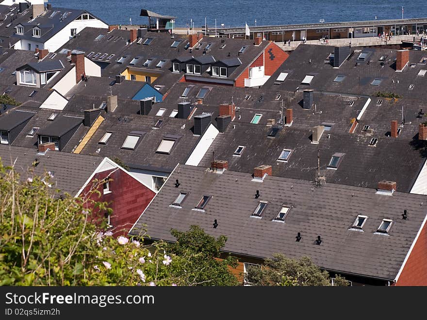 View over Helgoland city with The North Sea in the background. View over Helgoland city with The North Sea in the background.