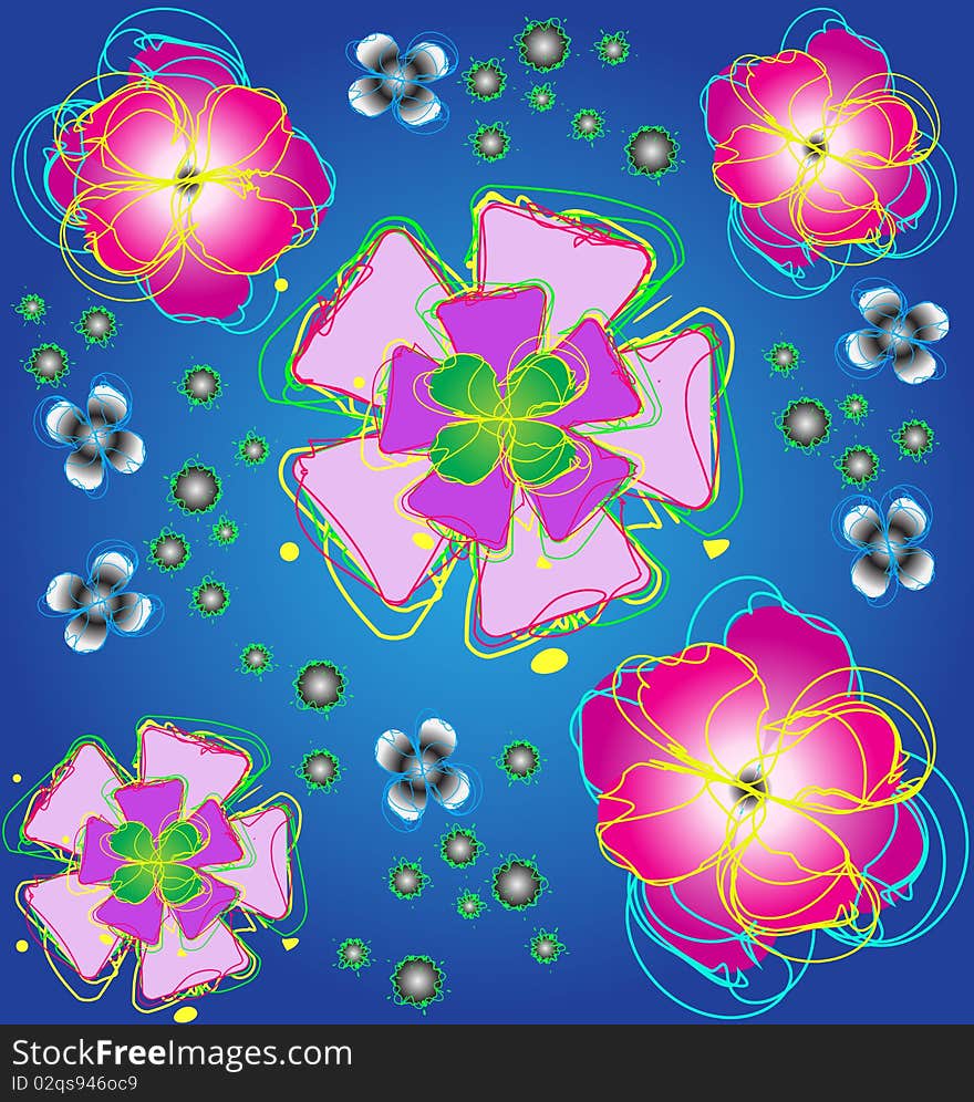 Abstract background with the stylised flowers