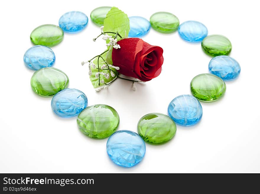 Glass stones with rose