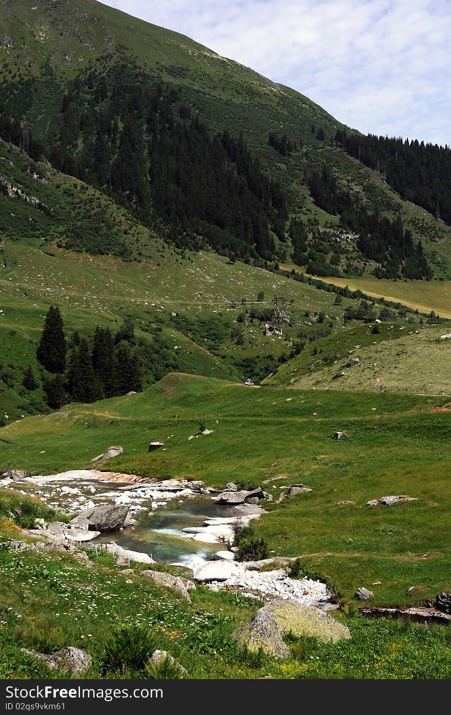 River in the Alps of Graubuenden, Switzerland. River in the Alps of Graubuenden, Switzerland