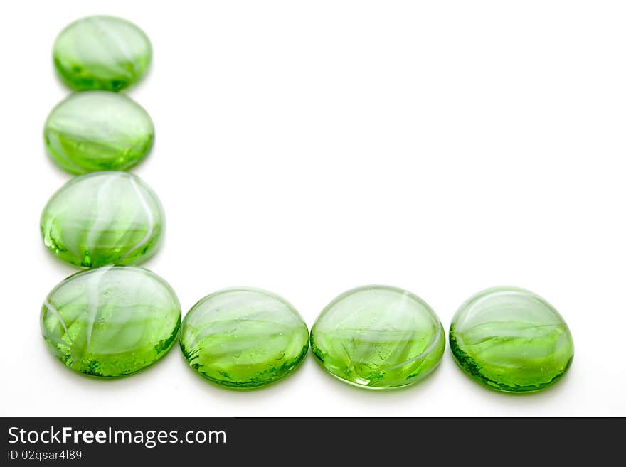 Green banners glass stones with pattern