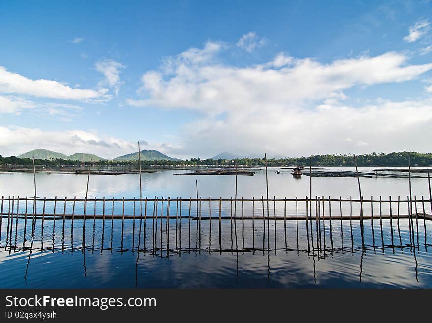 Local Asian Fish Farm on a Lake