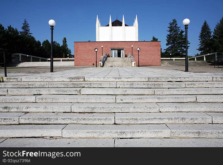 Building of crematorium near central graveyard in Brno