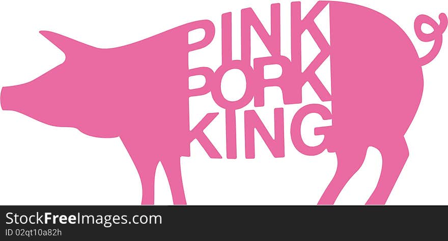 Pink pork design sign on white background